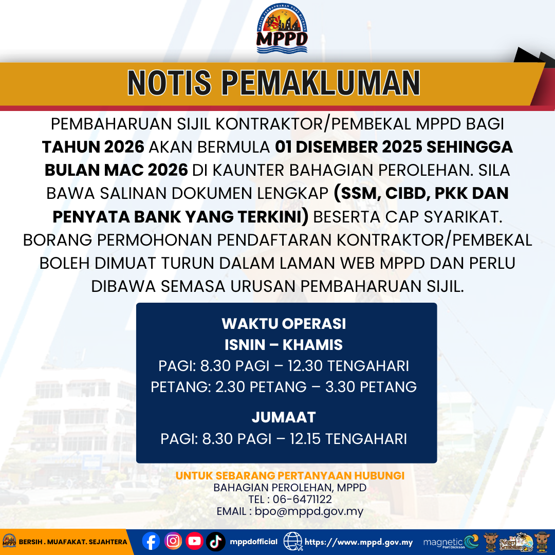 PEMBAHARUAN SIJIL KONTRAKTOR / PEMBEKAL MPPD