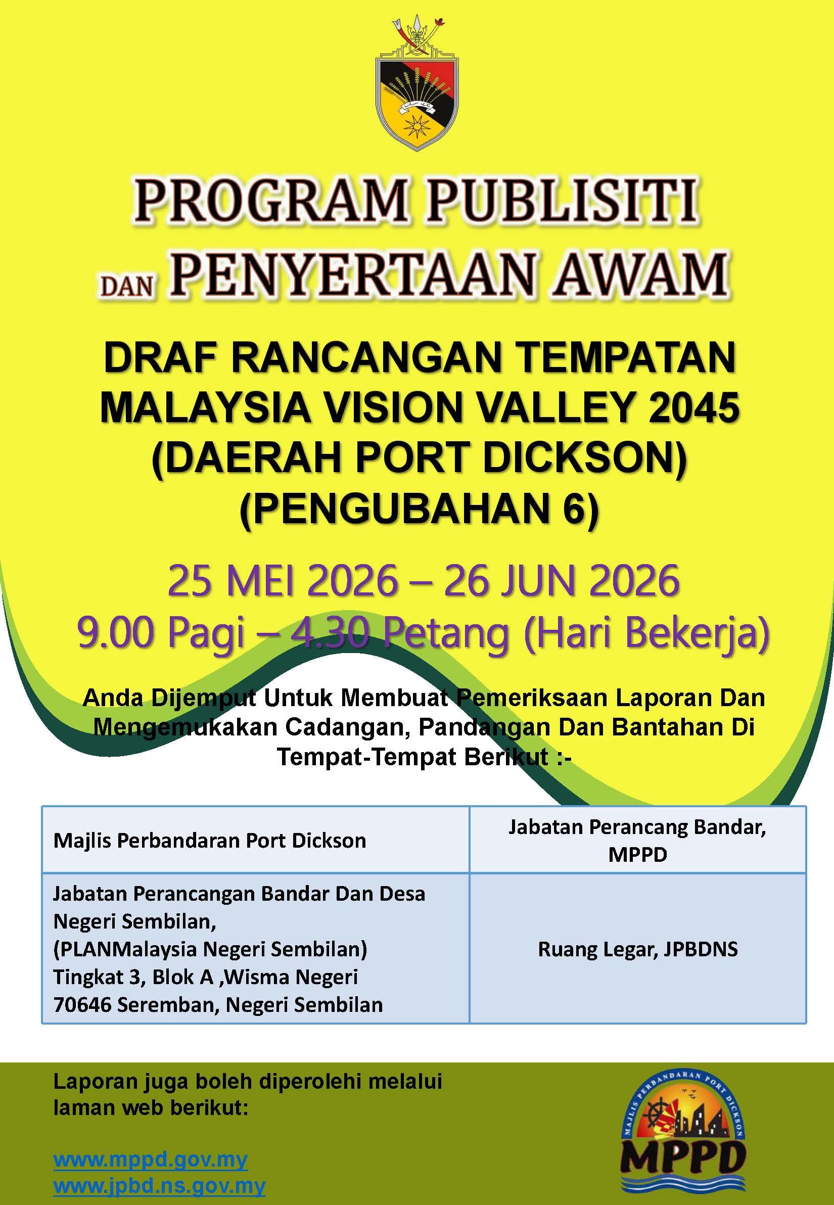 DRAF RANCANGAN TEMPATAN MALAYSIA VISION VALLEY 2045 (DAERAH PORT DICKSON)(PENGUBAHAN 6)
