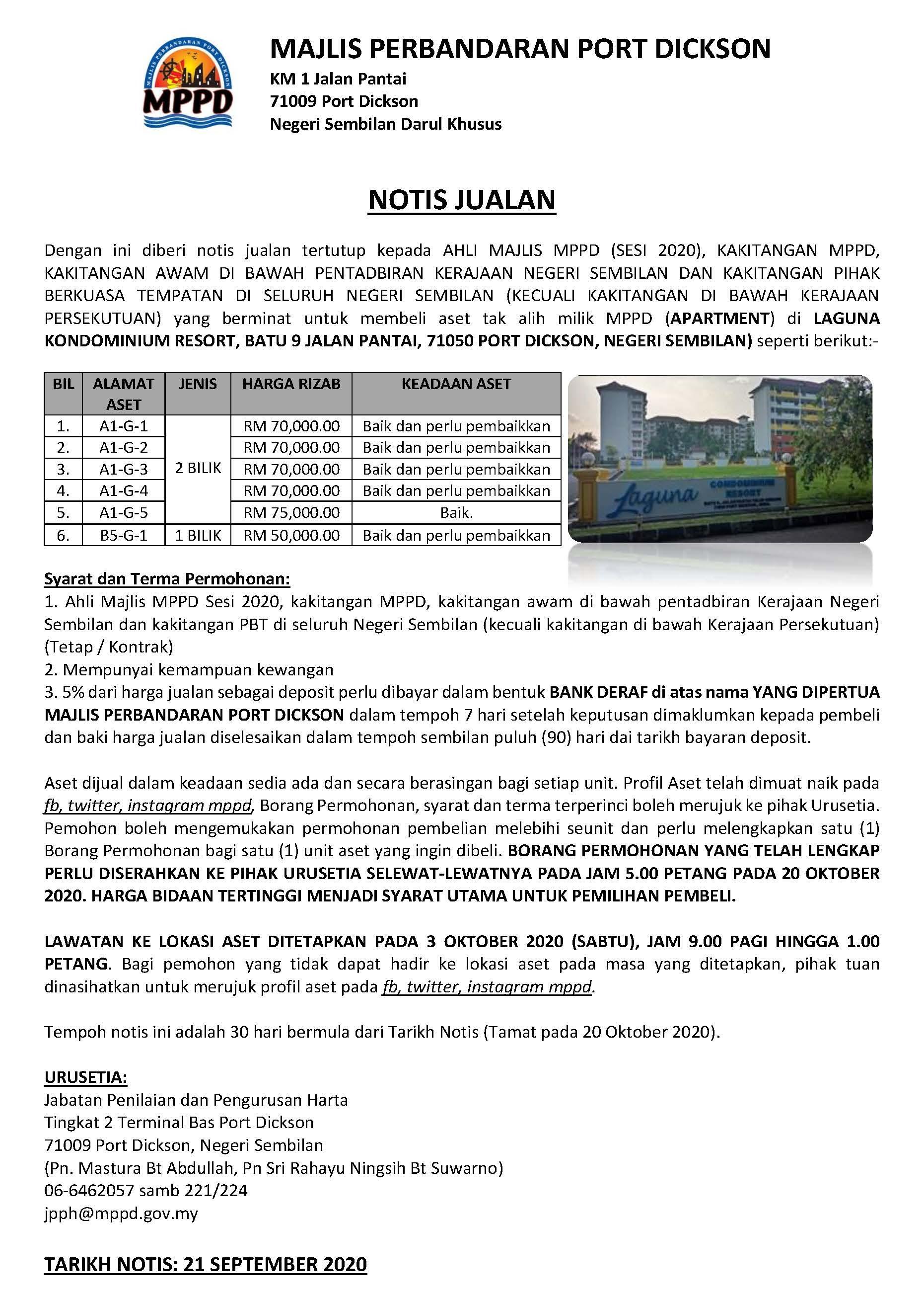 NOTIS JUALAN DAN PROFIL LAGUNA